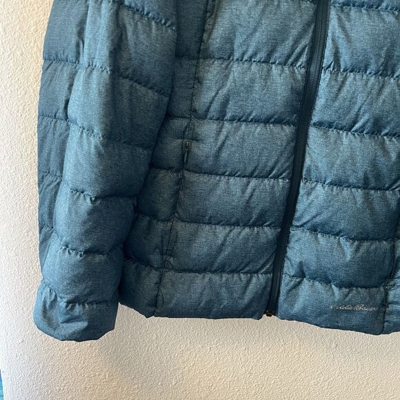 EDDIE BAUER Jacket Women's Medium Full Zip Down Filled Quilted Blue Mock Neck - Picture 5 of 13